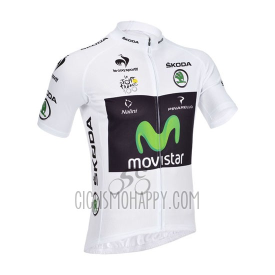 Movistar Lider Cycling Jersey Bib Short 2013 Men Short Sleeve White